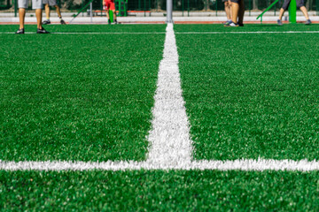 soccer field markings. Soccer,  football field. Lines on  football stadium - sport background. Copyspace,close-up. © O.PASH