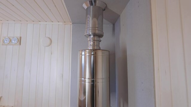 Stove in a traditional steam room. Sauna for health and relaxation.