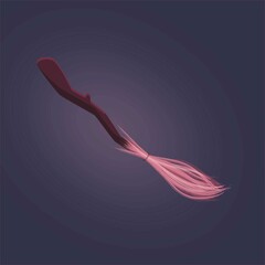 Magic flying broom illustration for computer games