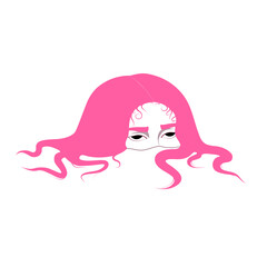 a girl in the water with her half-face out from it