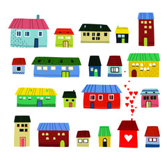 Fototapeta na wymiar vector illustration city set love house heart cartoon