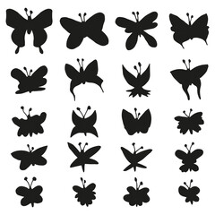 hand drawn black butterfly set 