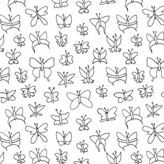 seamless pattern with outline butterflies