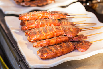 イカ焼き 串焼き　イカ　祭り　縁日

