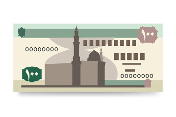 Egyptian Pound Vector Illustration. Egypt, Gaza Strip money set bundle banknotes. Paper money 100 EGP. Flat style. Isolated on white background. Simple minimal design. - obrazy, fototapety, plakaty