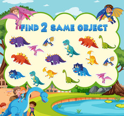 Find object game template of dinosaur