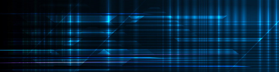 Vector abstract lines pattern design and light effect. High speed movement and motion blur over dark blue background. Illustration futuristic, Cyber hi tech connection technology, cyberspace concept