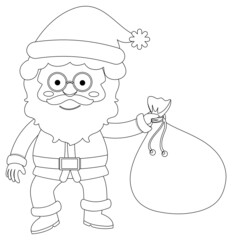 Santa doodle outline for colouring