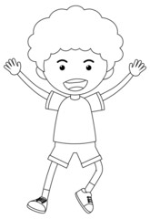 A boy black and white doodle character