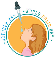 World Polio Day typography design with polio vaccine dropping - obrazy, fototapety, plakaty