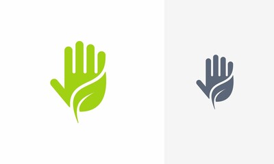 Hand nature logo design. hand nature icon, logo design template