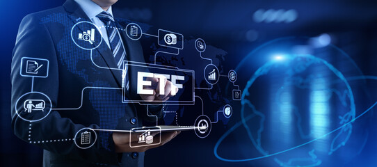 ETF Exchange traded fund stock market trading investment financial concept.