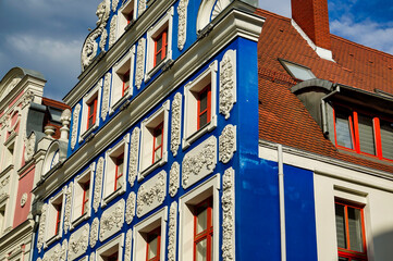 facade of a building , image taken in stettin szczecin west poland, europe - obrazy, fototapety, plakaty