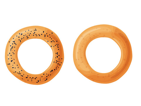 Bagel toast. Russian bakery product in cartoon style. Fresh healthy food.