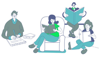 people reading and writing 