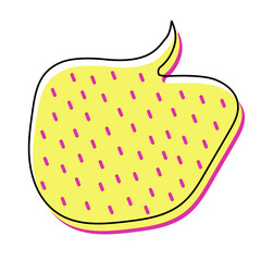 Vector flat illustration of a blank  yellow speech bubble with hot pink spots print. Bright retro element for different designs.