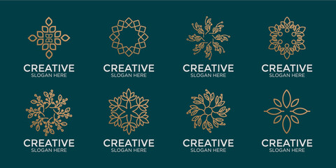 hand drawn flower logo set