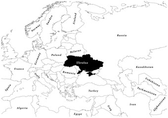Russia and Ukraine map on world map