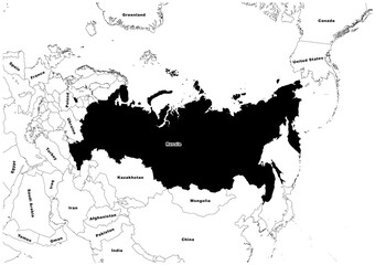 Russia and Ukraine map on world map