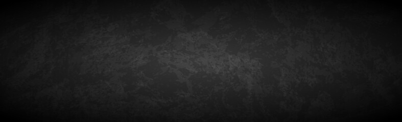Black panoramic abstract textured dark grunge background - Vector