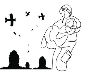 A soldier saves an old man on the battlefield