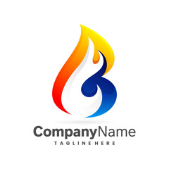 B logo with fire concept