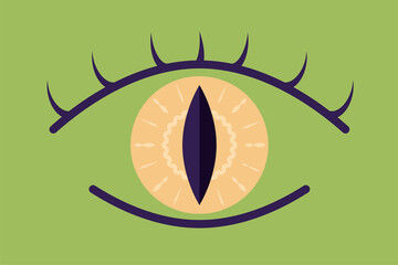 The symbol of the All-seeing eye, the voice of fate, the symbol of clairvoyance, gift, magical powers, flat style. Vector illustration