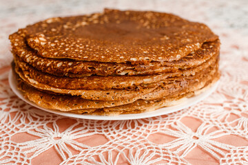 beautiful toasted pancakes. Russian Maslenitsa