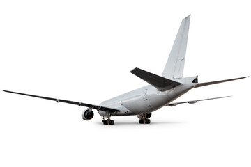 White wide body passenger aircraft isolated on white background