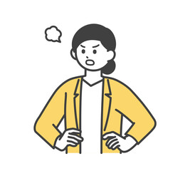 女性社員が怒っている表情のイラスト素材