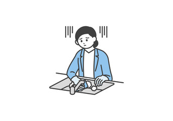 Fototapeta premium パワーハラスメントを受けているビジネスパーソンのイラスト素材（過小な要求）