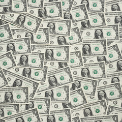 One dollar banknotes texture background