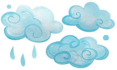 Watercolor clouds on a white background stylized. 