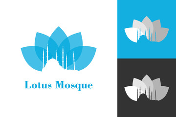 Illustration Vector Graphic of Lotus Mosque Logo. Perfect to use for Religion Place
