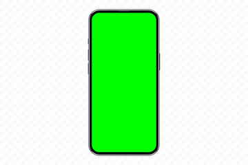 Realistic mobile phone mockup with green screen chromakey, cellphone app template. Isolated stock vector