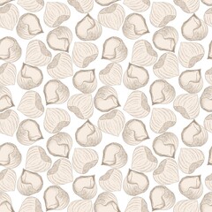 Seamless decorative pattern of beige hazelnut illustrations