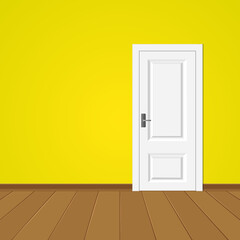  wooden door in the empty room with copy space 