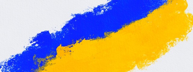 Abstract Ukraine flag colours, Blue and yellow brush elements, stop war Russia conflict, graphic background for protest against war, military conflict, Russian invasion
