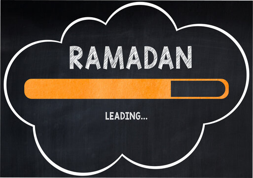 Ramadan on Chalkboard Concept,loading bar background,blackboard background with white cloud.