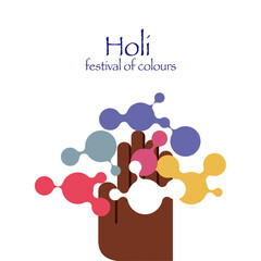 Illustration of a hand throwing colours. Greeting for Holi festival