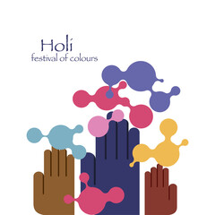 Obraz premium Illustration of hands throwing colours. Greeting for Holi festival