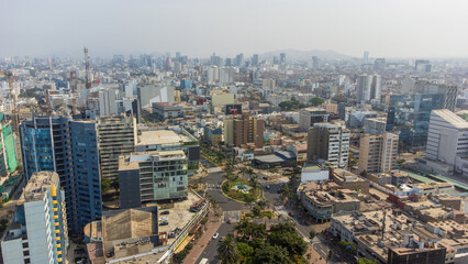 Fototapeta na wymiar Aerial view of the Miraflores district in Lima