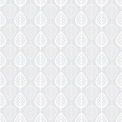 White leaves pattern. Floral decorative design seamless background.