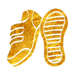 Hand drawn gold foil texture icon Shoes