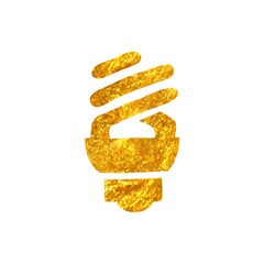 Hand drawn gold foil texture icon Lightbulb