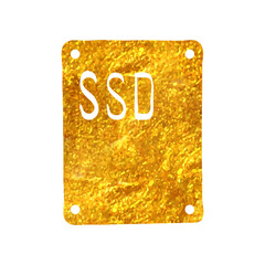 Hand drawn gold foil texture icon Solid state drive