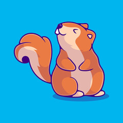 cute squirrel illustration suitable for mascot sticker and t-shirt design