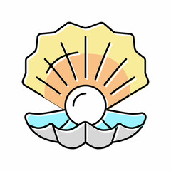 pearl oyster shell color icon vector illustration - obrazy, fototapety, plakaty