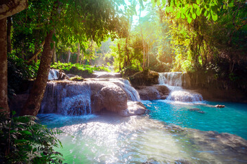 Guangxi Waterfall, Luang Prabang, Laos - 490312397