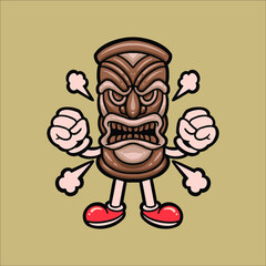 angry tiki cartoon vector design